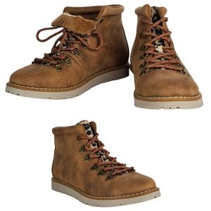 New Bobs skechers lace up alpine mt leopard suede boots brown animal